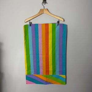 Vintage Rainbow Striped Standard Size Pillow Case Percale Bedding